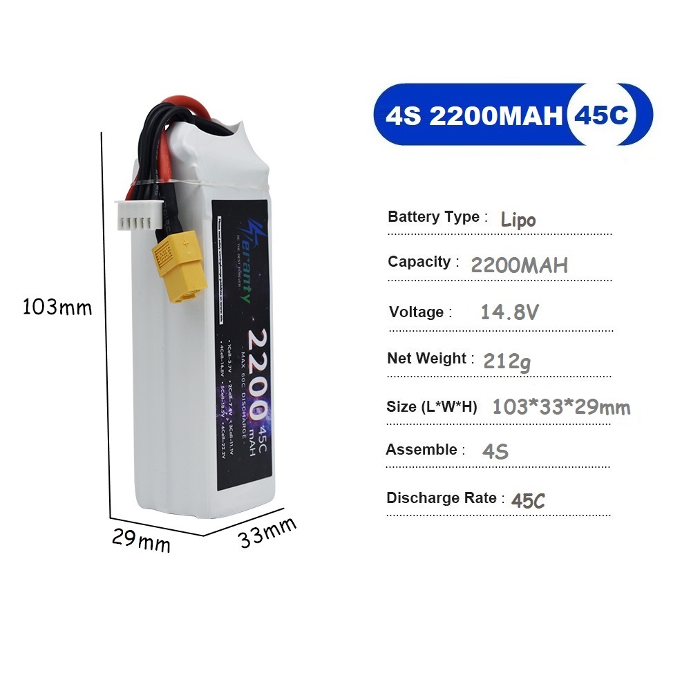 4S LiPo Batterij 14.8V 1500mah - Drone Battery 3S recensie en prijs