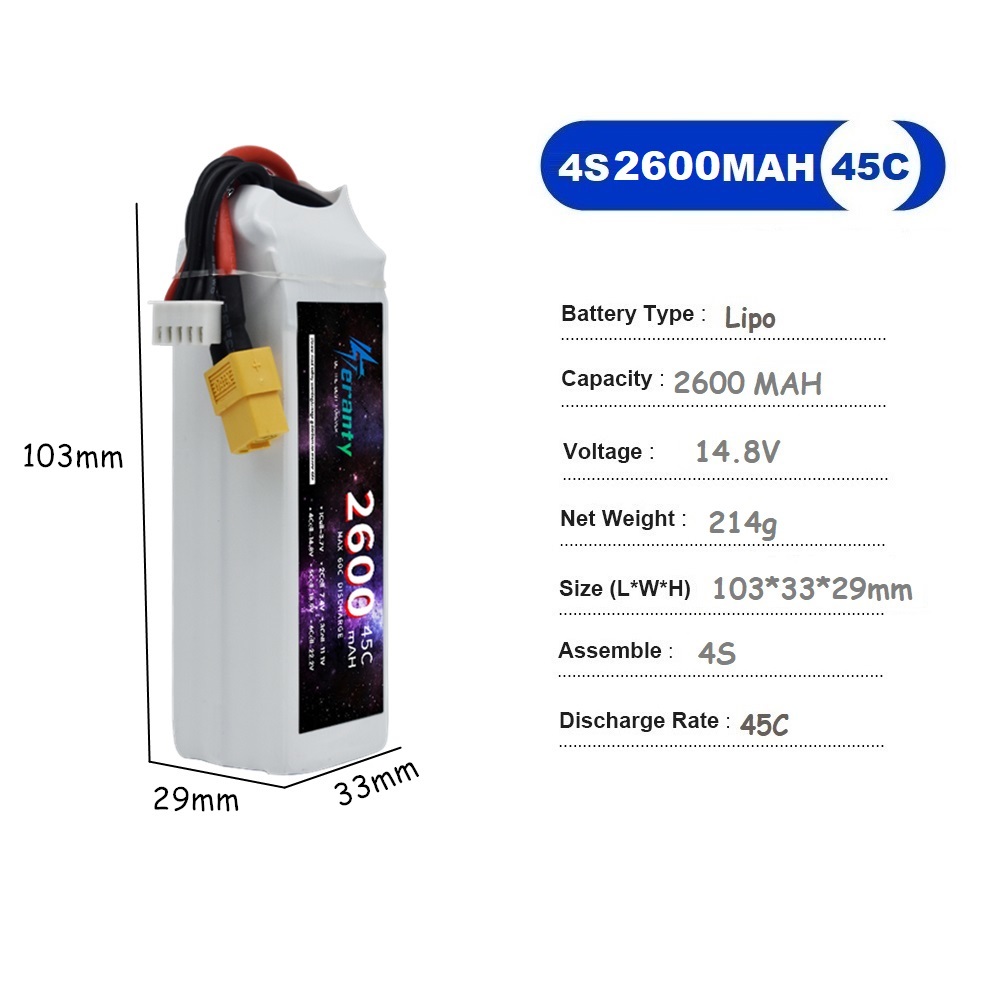 4S LiPo Batterij 14.8V 1500mah - Drone Battery 3S recensie en prijs