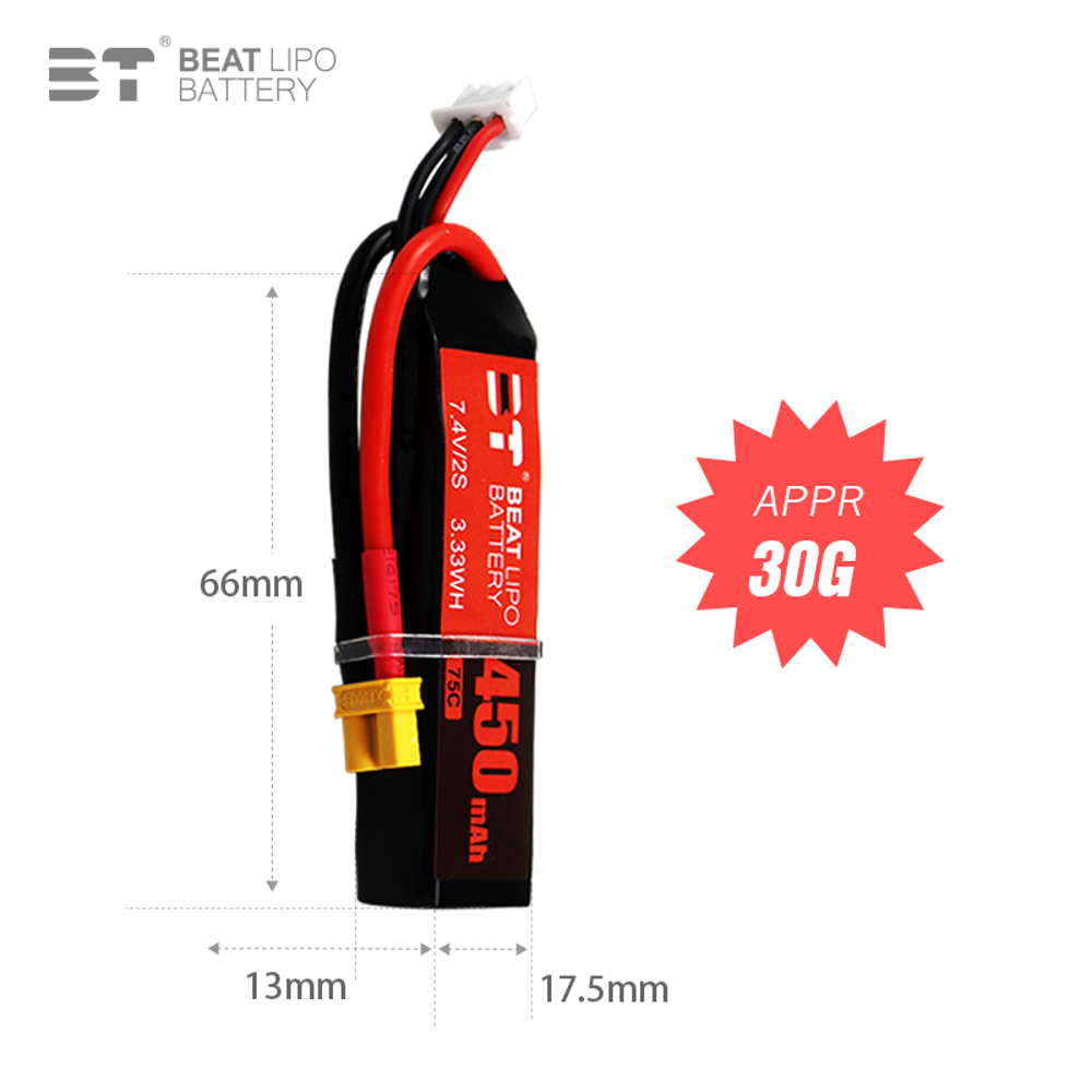 BEAT 2S 7.4V 450mAh 75C LiPo B - Drone Battery Li-Ion recensie en prijs