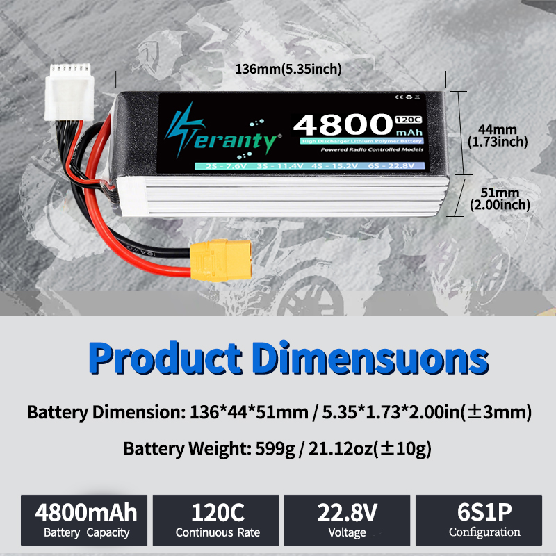TERANTY 6S 4800mAh Lipo Batter - Drone Battery Connector recensie en prijs